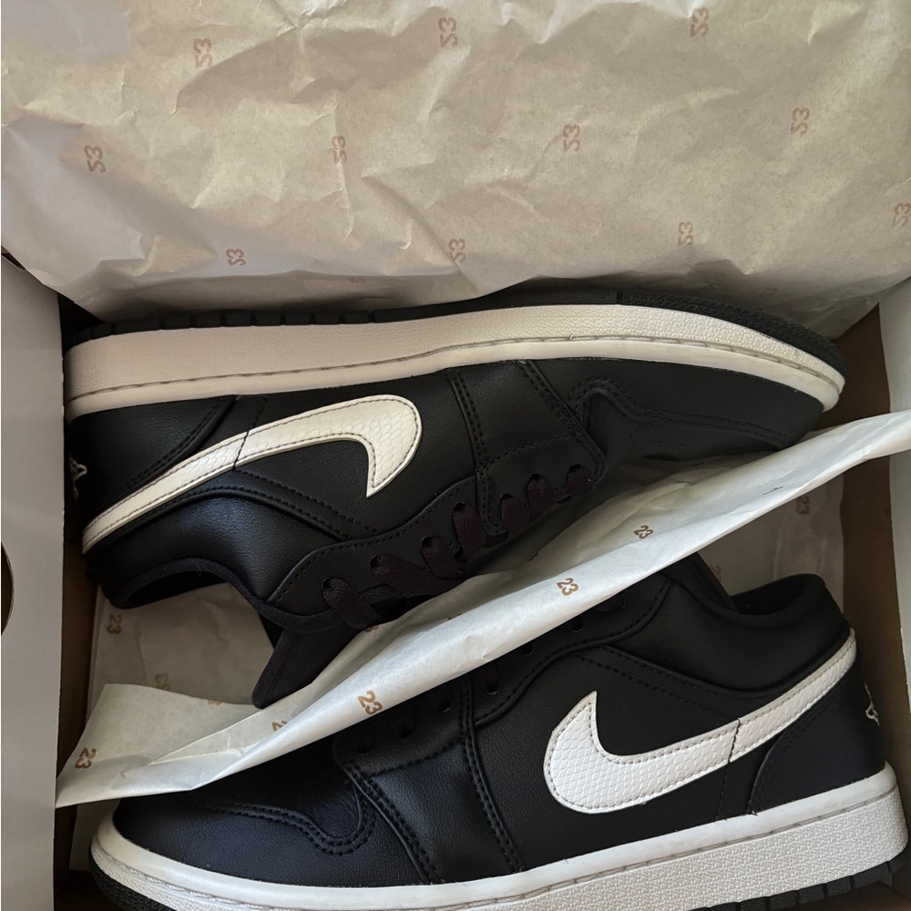 Jordan Lows- Black and White Snake Print Swoosh